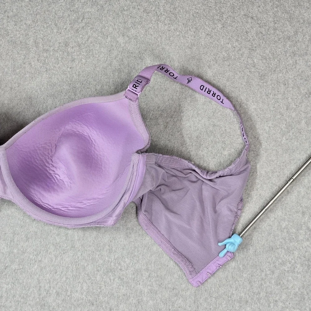 Torrid Curve Women Bra 40DDD Purple Floral Full Coverage Balconette READ